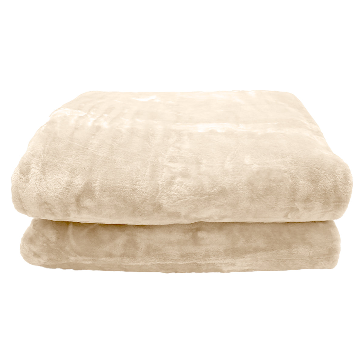 Laura Hill Faux Mink Throw Rug Blanket 220x240cm Double-Sided Heavy 800gsm - Cream - SuperSaverAU - view 1