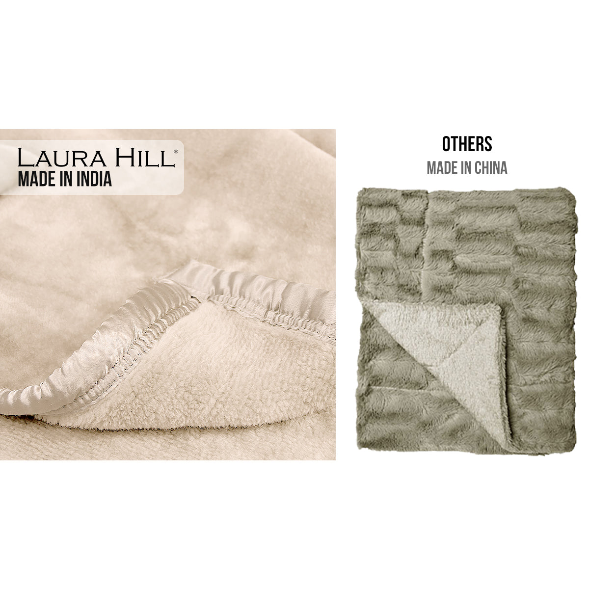 Laura Hill Faux Mink Throw Rug Blanket 220x240cm Double-Sided Heavy 800gsm - Cream