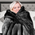 Laura Hill Faux Mink Blanket Double-Sided 220x240cm 800gsm Black - SuperSaverAU - view 3