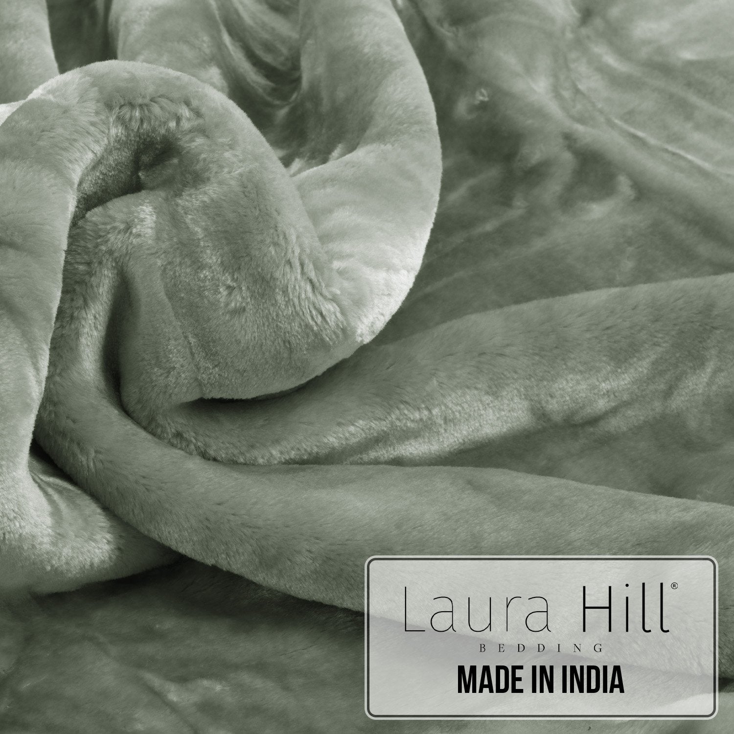 Laura Hill Faux Mink Blanket Queen Size 800GSM Double-Sided 220x240cm Sage - SuperSaverAU - view 5