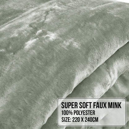 Laura Hill 800-GSM Mink Blanket Queen Size Double-Sided Soft Plush Bed Faux Throw Rug 220 X 240cm Heavy Sage