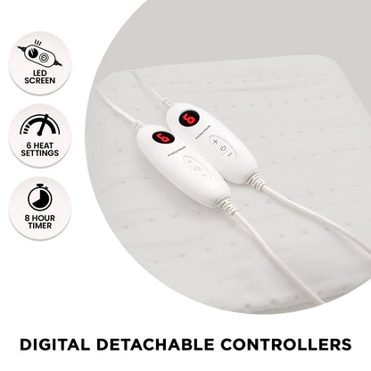 Morphy Richards Electric Blanket Queen - 2 Controllers, 6 Settings, Machine Washable