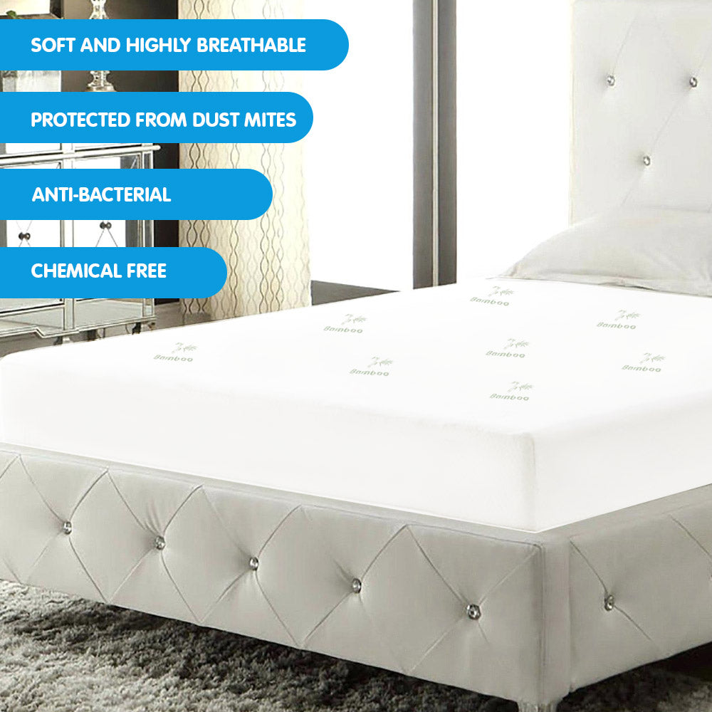 Laura Hill Bamboo Mattress Protector - Double, Waterproof, Temperature Regulating