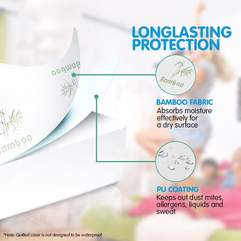 Laura Hill Bamboo Mattress Protector - Queen, Waterproof, 300GSM Fabric, Elasticized Edges - SuperSaverAU - view 3