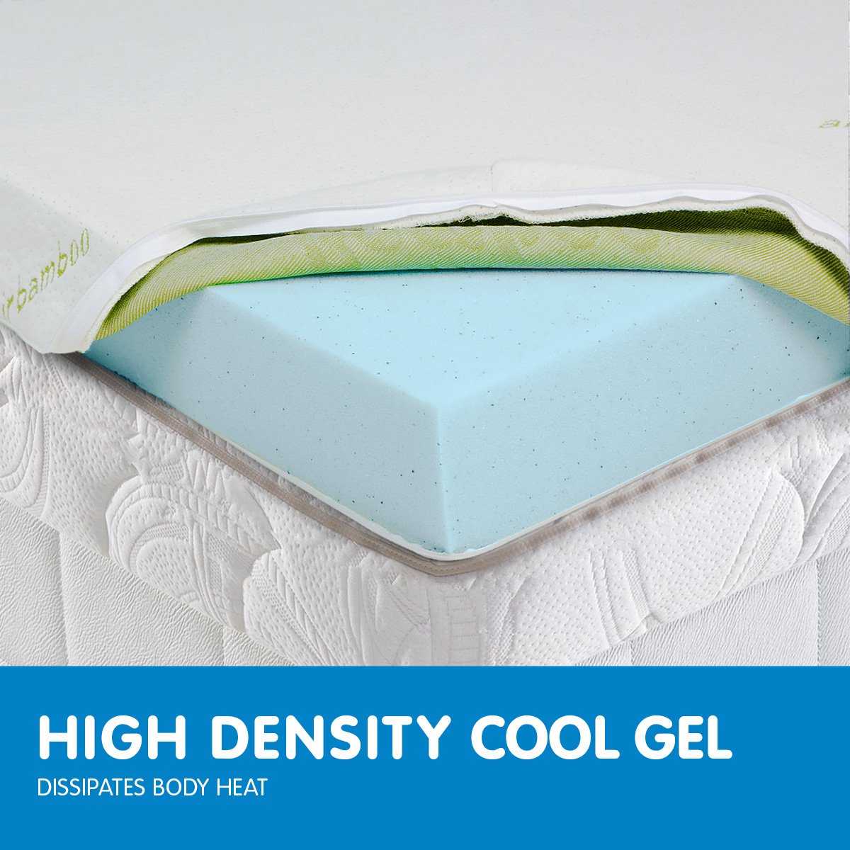 Laura Hill Cool Gel Memory Foam Mattress Topper, Bamboo Fabric Cover, Double - SuperSaverAU - view 4