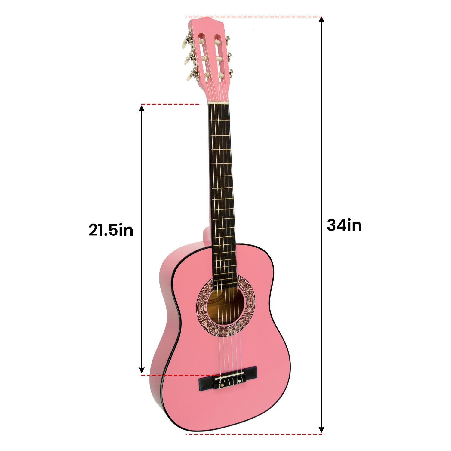 Karrera 34in Children's Wooden Acoustic Guitar - Pink