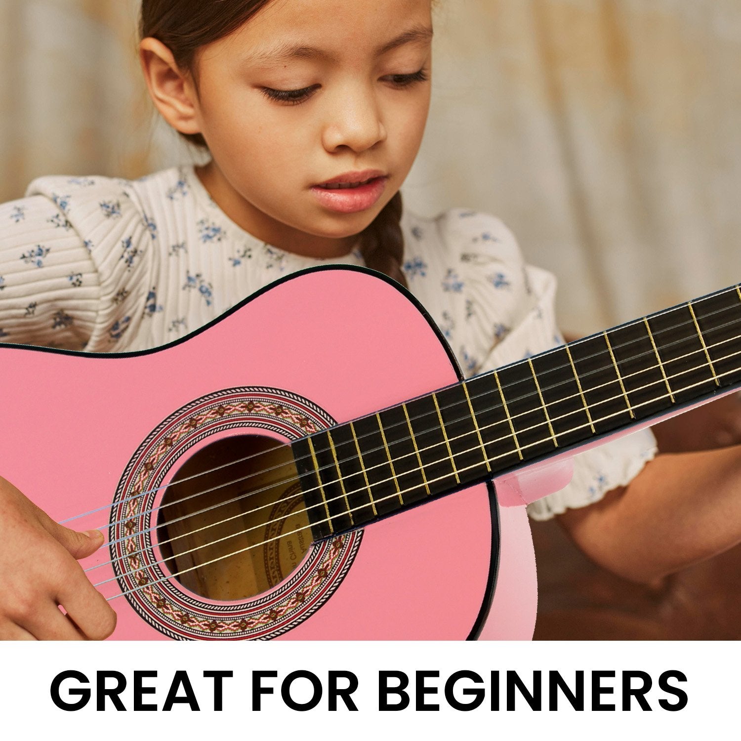 Karrera 34in Children's Wooden Acoustic Guitar - Pink