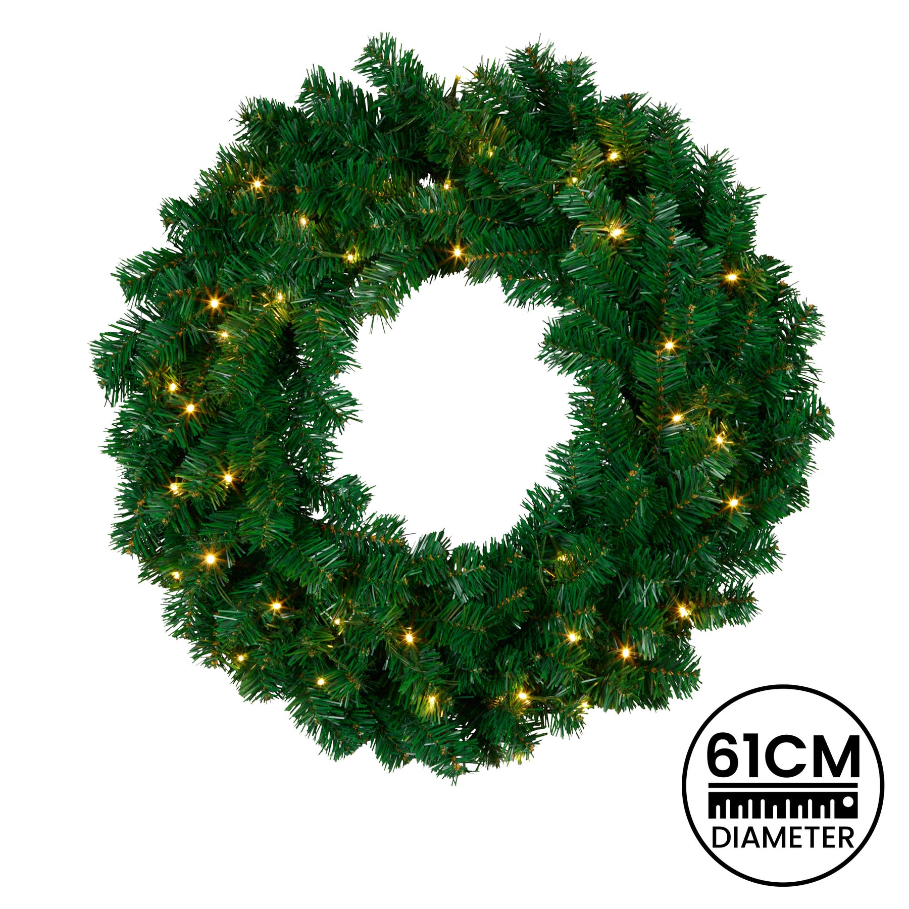 Christabelle 61cm Christmas Wreath with 40 LED Lights & 9 Functions - SuperSaverAU - view 3