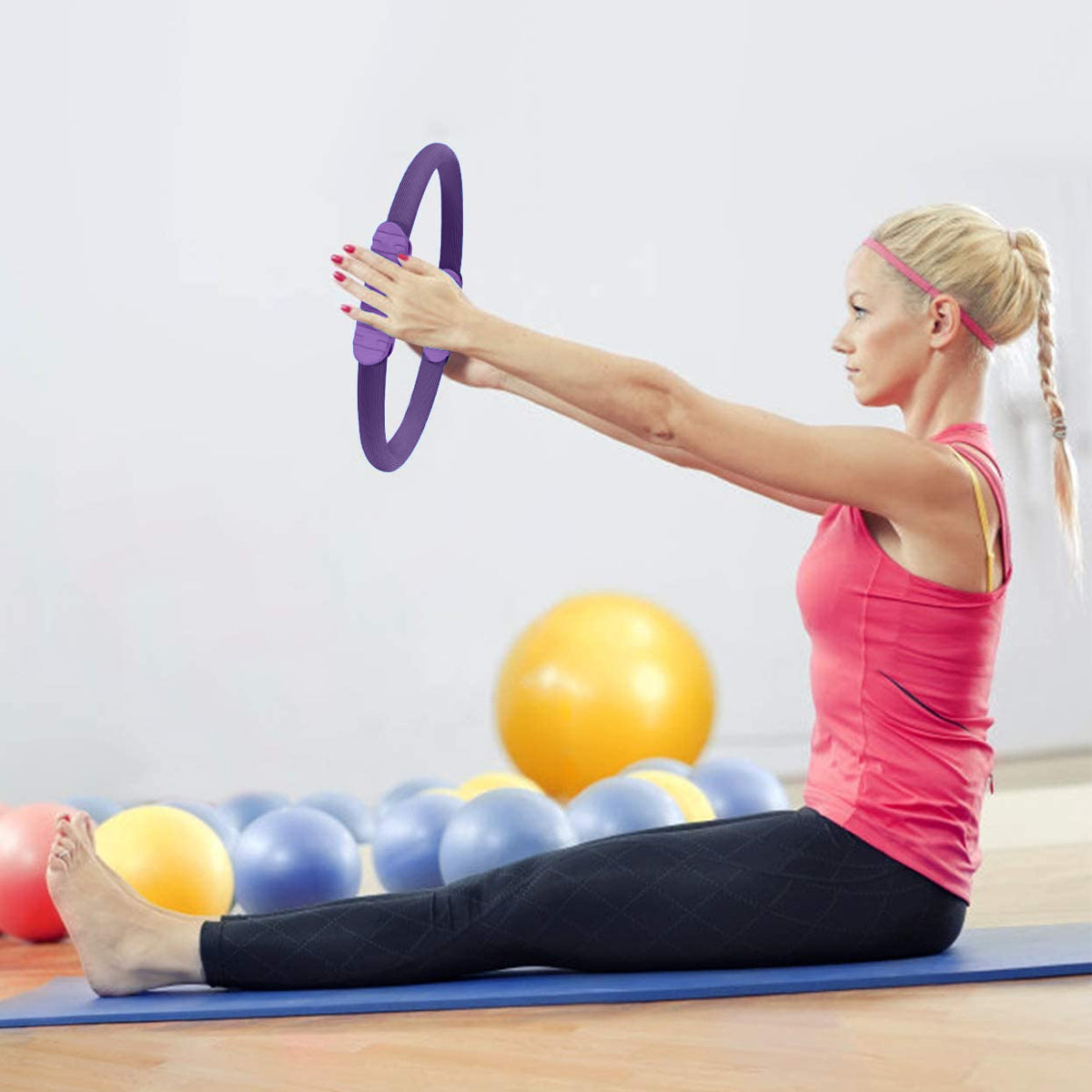 Powertrain Pilates Ring Band Yoga Home Workout Exercise Band Purple - SuperSaverAU - view 8