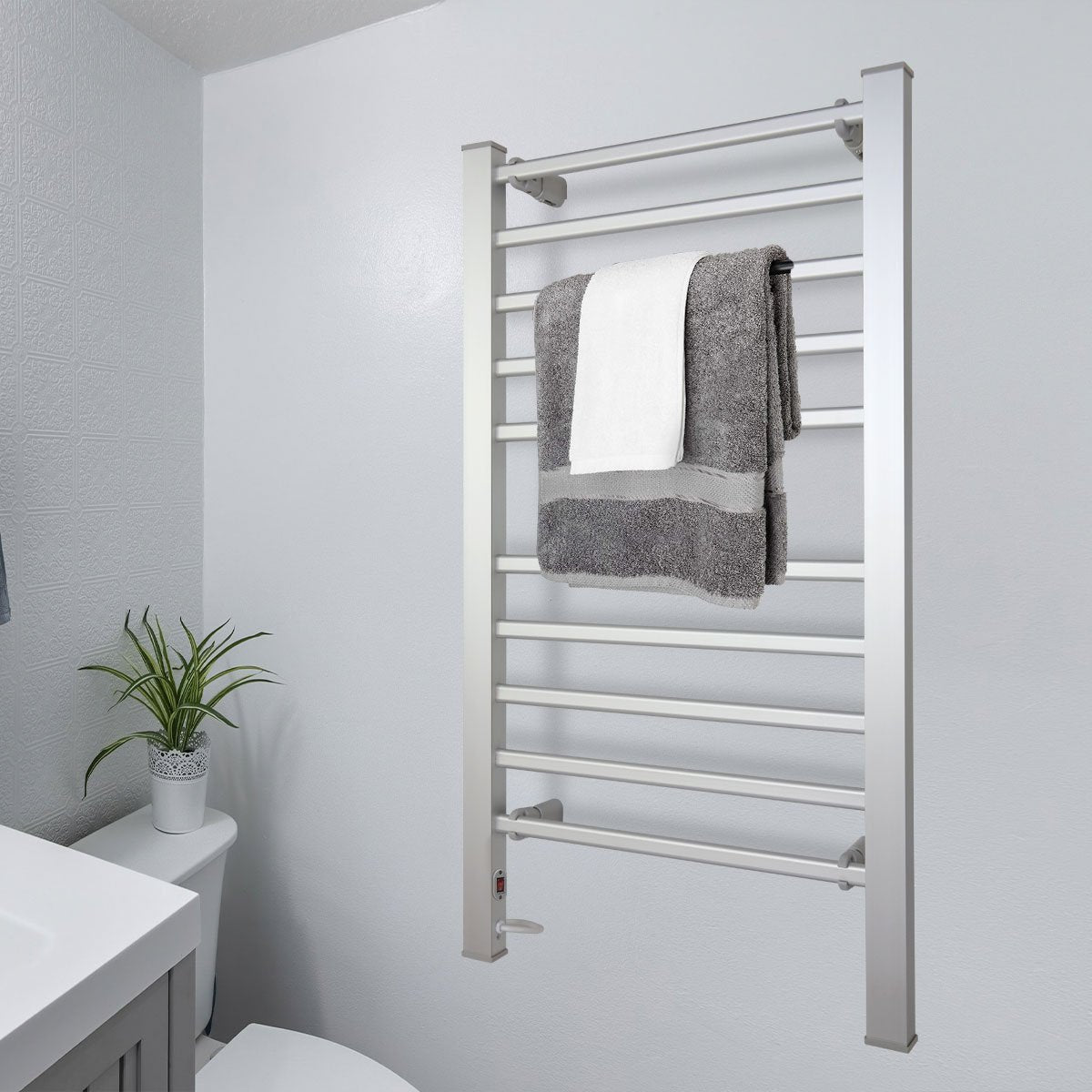 Pronti 2-in-1 Heated Towel Rack 520x935mm Wall Mounted/Freestanding, 10 Rails - SuperSaverAU - view 4