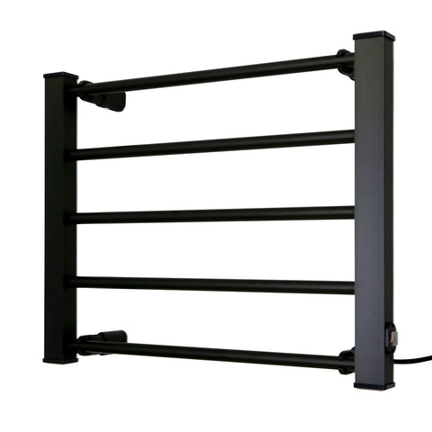 Pronti Heated Towel Rack Electric 5 Rails Wall-Mounted 450x550mm Black - SuperSaverAU - view 1