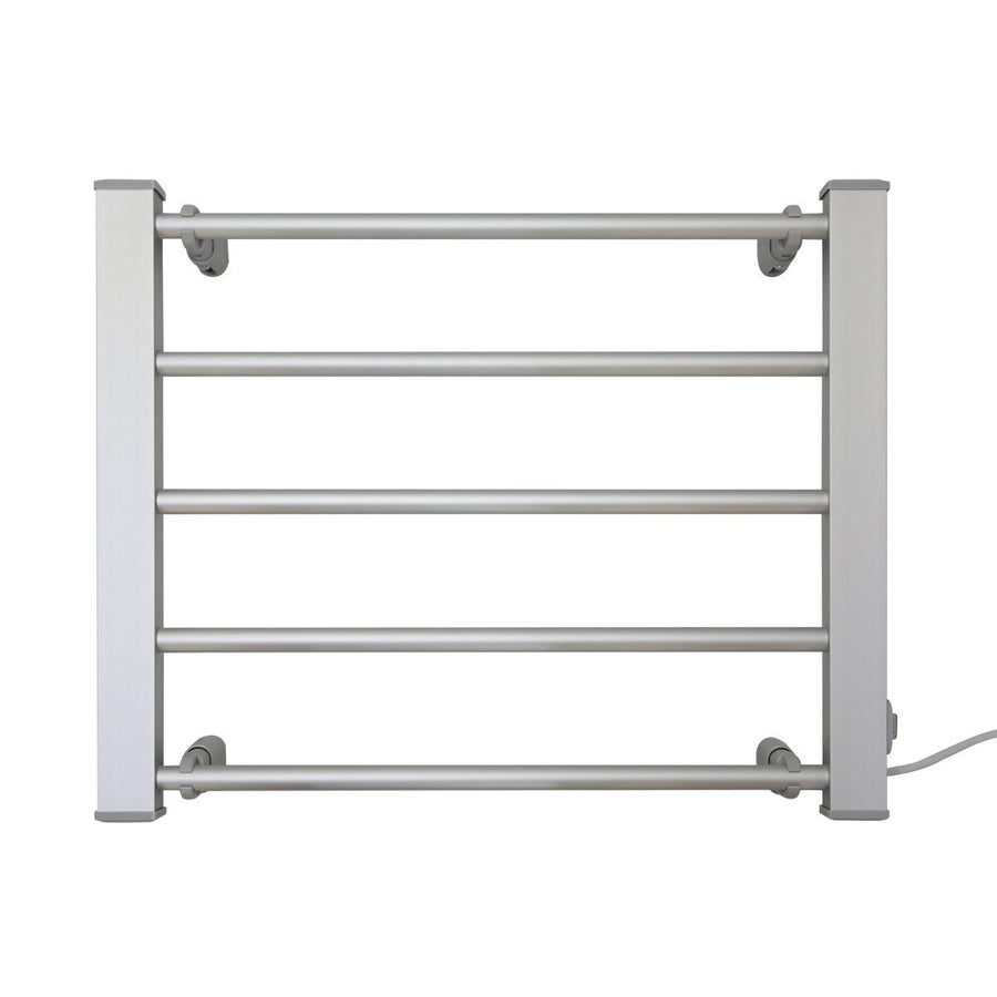 Pronti Heated Towel Rack 5 Rails Wall-Mounted 450x550mm 45C-55C Silver - SuperSaverAU - view 1