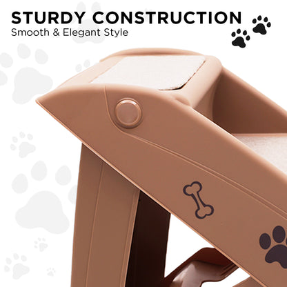 Furtastic 50cm Foldable Pet Stairs - Sturdy, Non-Slip, Easy to Store - Brown