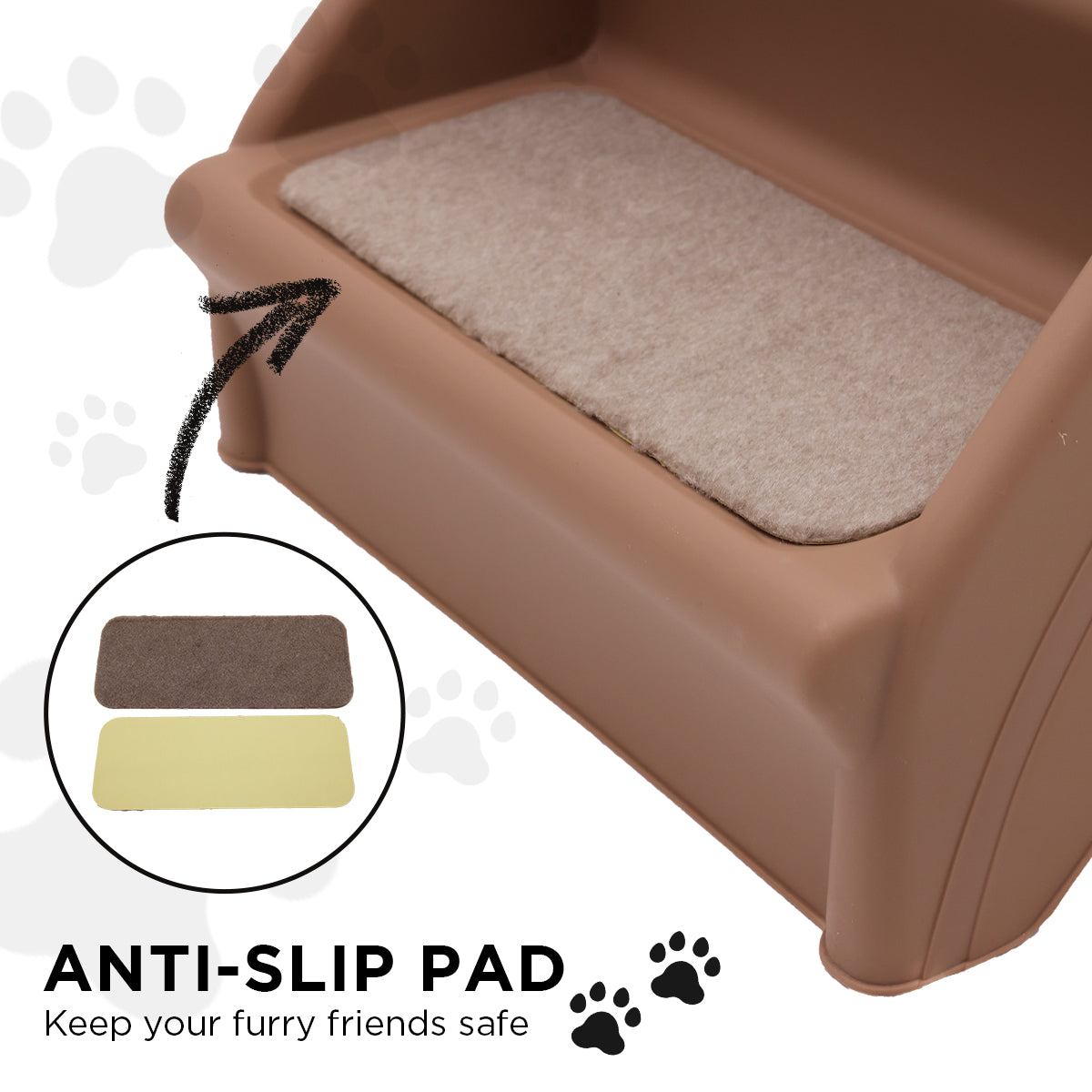 Furtastic 50cm Foldable Pet Stairs - Sturdy, Non-Slip, Easy to Store - Brown
