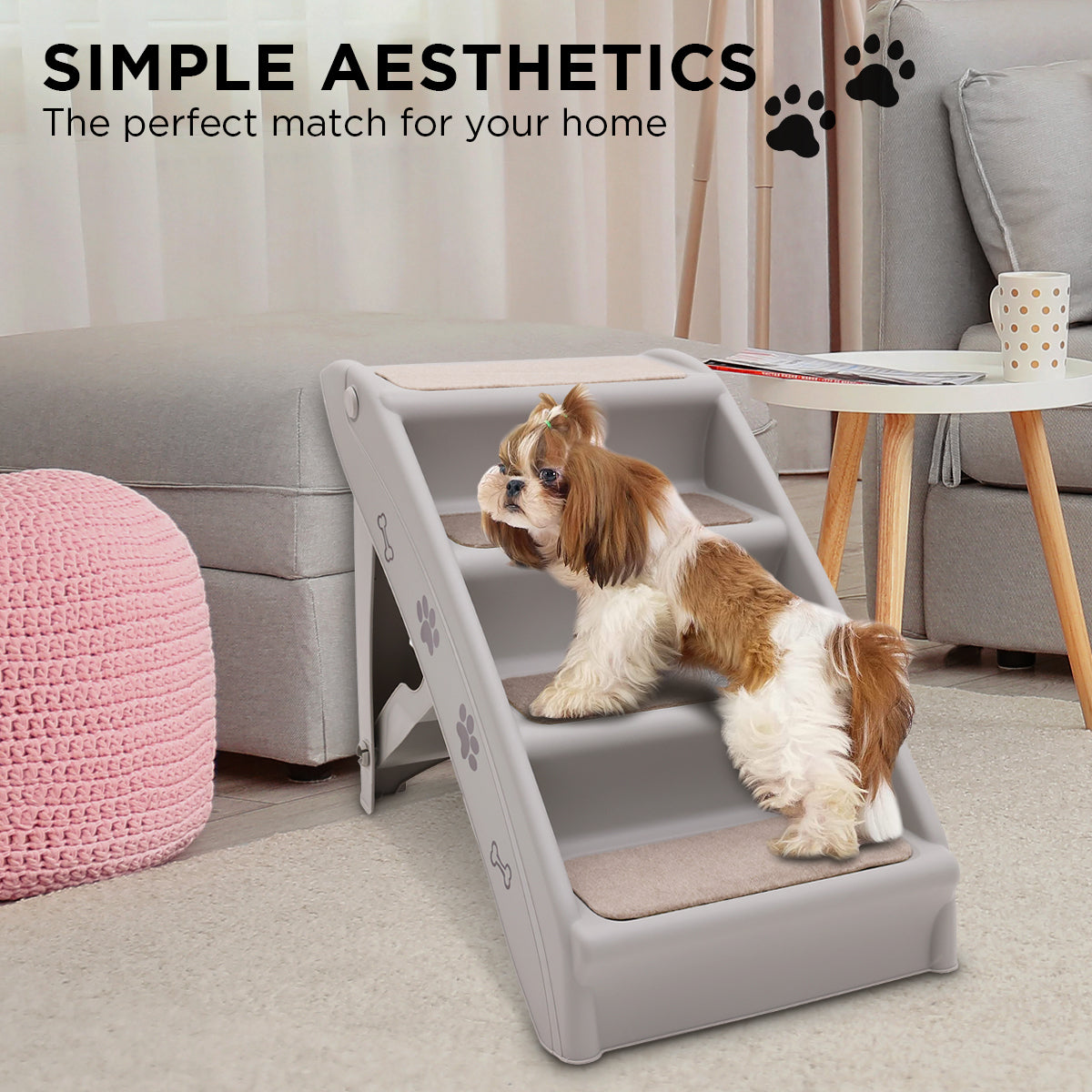 Furtastic 50cm Foldable Pet Stairs with Non-Slip Mat for Small Dogs & Cats - SuperSaverAU - view 4