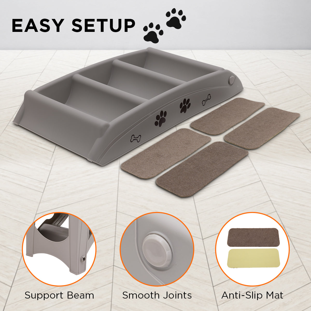 Furtastic 50cm Foldable Pet Stairs with Non-Slip Mat for Small Dogs & Cats