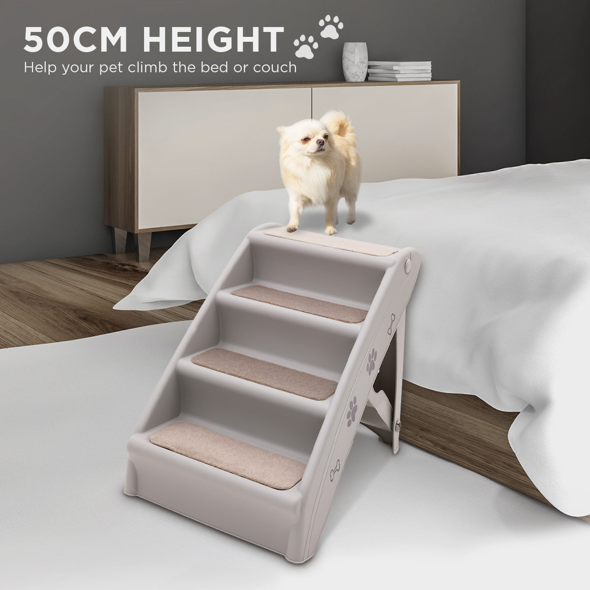 Furtastic 50cm Foldable Pet Stairs with Non-Slip Mat for Small Dogs & Cats - SuperSaverAU - view 11