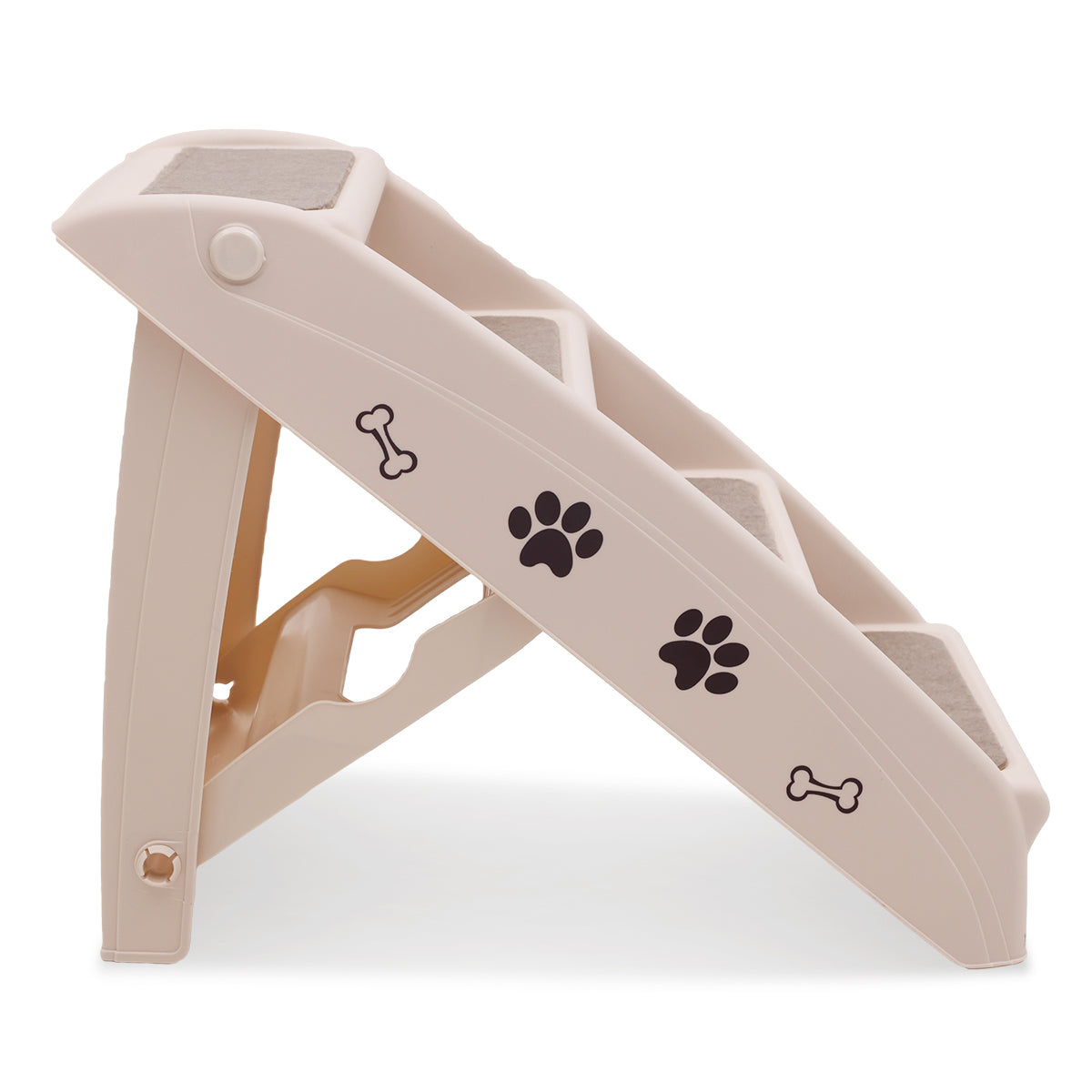 Furtastic Pet Stairs - 50cm Foldable Dog Ladder with Non-Slip Mat, White - SuperSaverAU - view 2