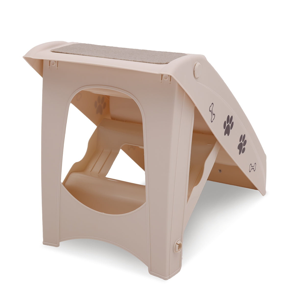 Furtastic Pet Stairs - 50cm Foldable Dog Ladder with Non-Slip Mat, White