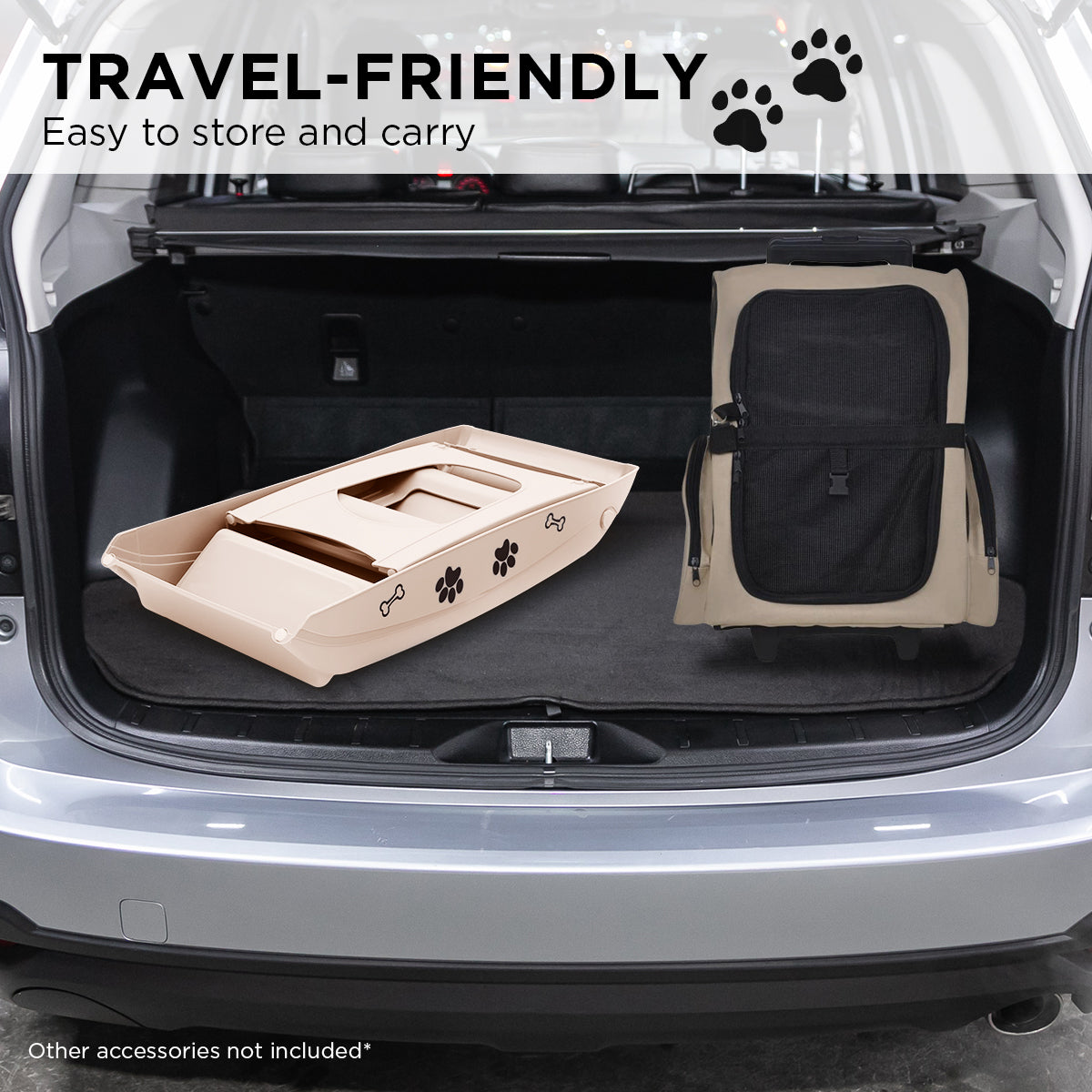 Furtastic Pet Stairs - 50cm Foldable Dog Ladder with Non-Slip Mat, White