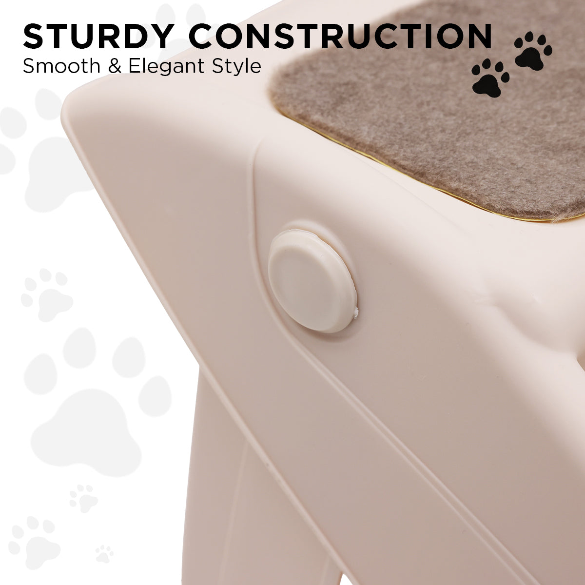 Furtastic Pet Stairs - 50cm Foldable Dog Ladder with Non-Slip Mat, White - SuperSaverAU - view 8