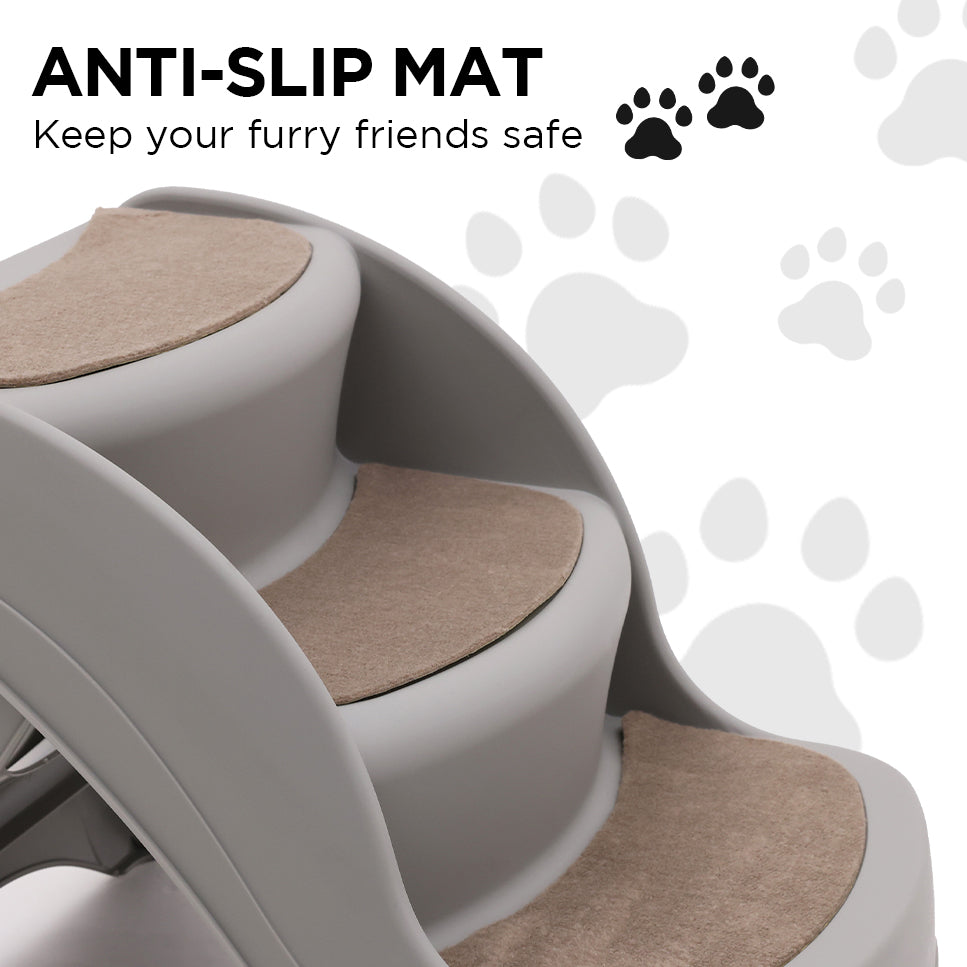 Furtastic Foldable Pet Stairs - 46x35x38cm, Non-Slip, Compact Design, Grey