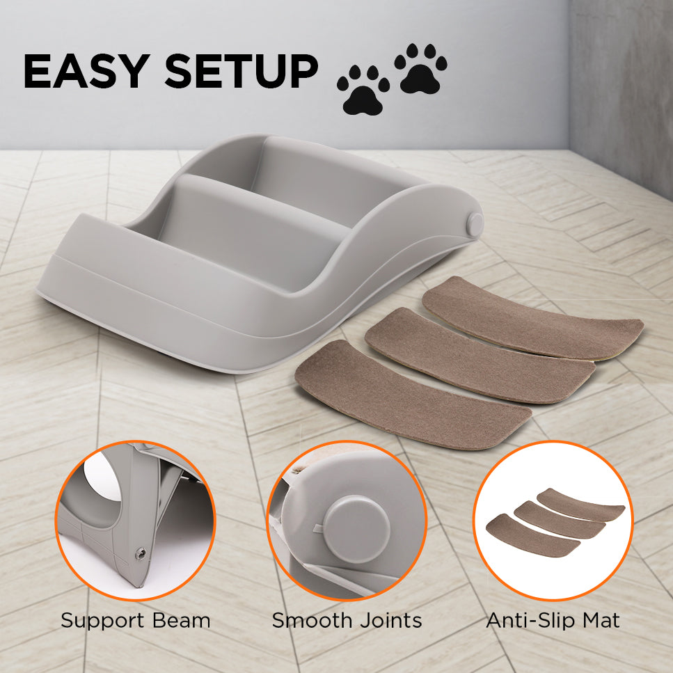 Furtastic Foldable Pet Stairs - 46x35x38cm, Non-Slip, Compact Design, Grey