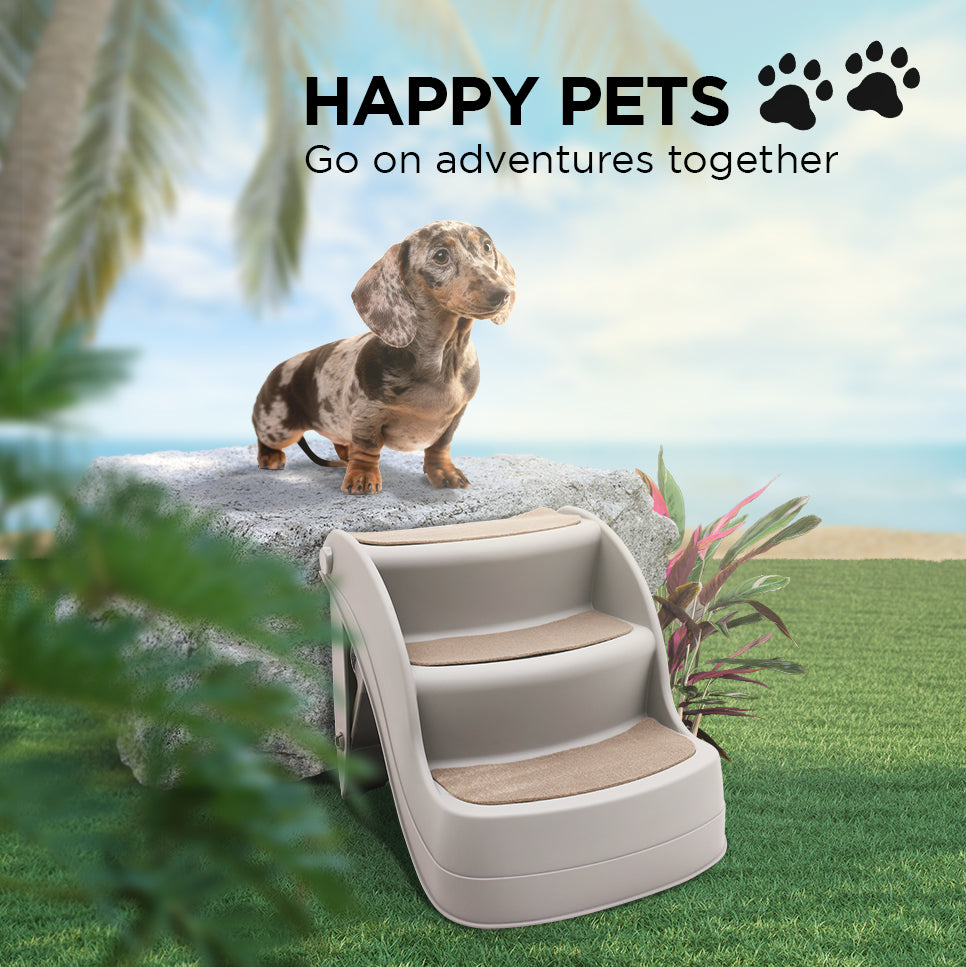Furtastic Foldable Pet Stairs - 46x35x38cm, Non-Slip, Compact Design, Grey