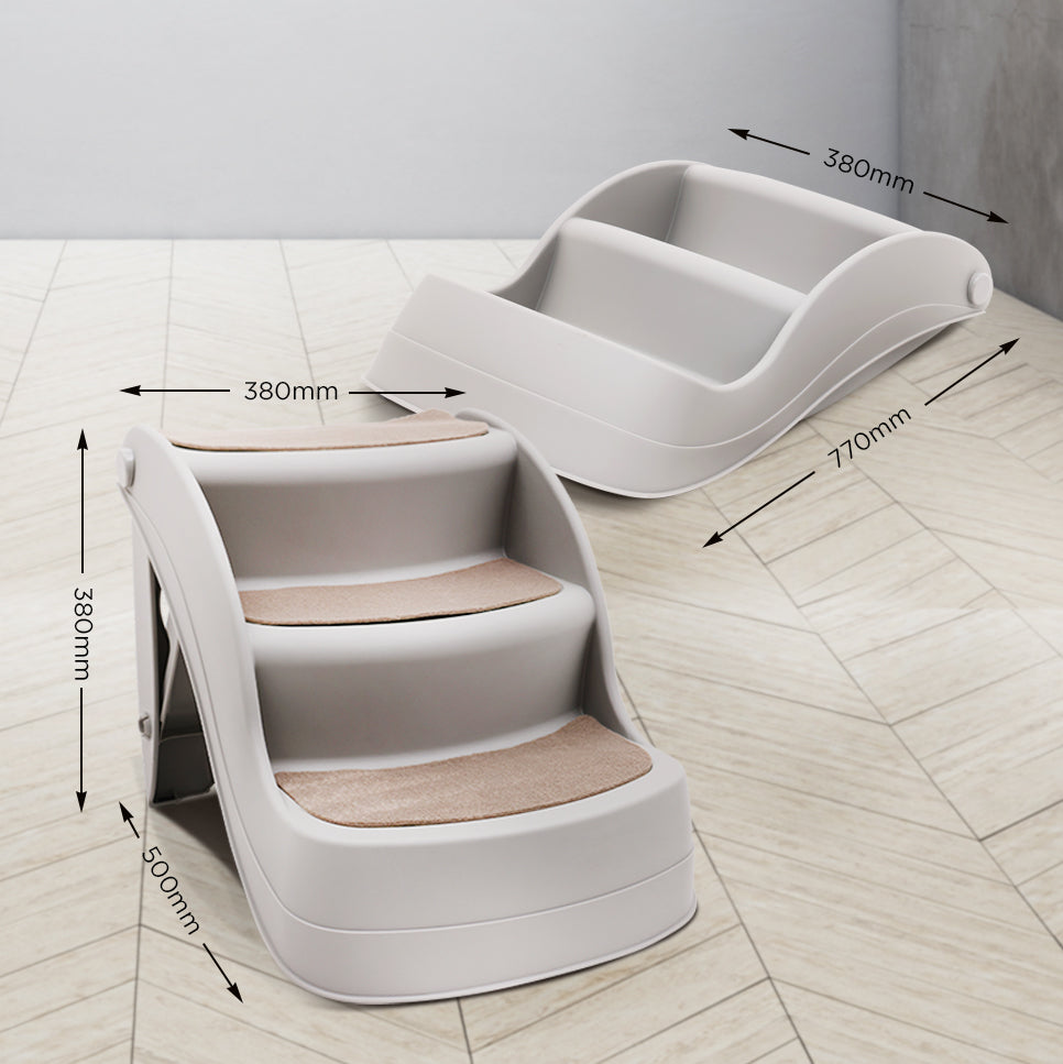 Furtastic Foldable Pet Stairs - 46x35x38cm, Non-Slip, Compact Design, Grey