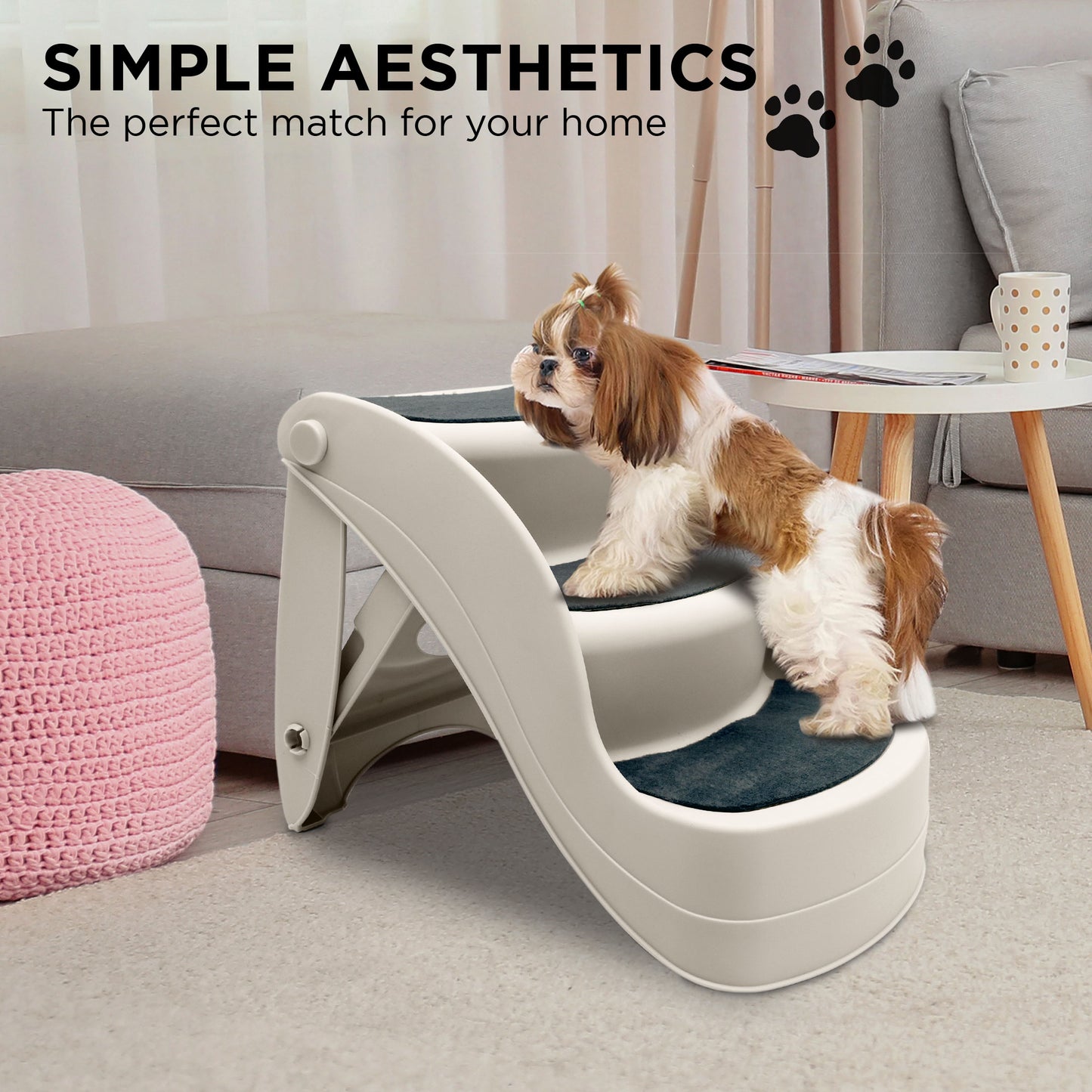 Furtastic Foldable Pet Stairs 38cm - Non-Slip, Compact, Easy to Store