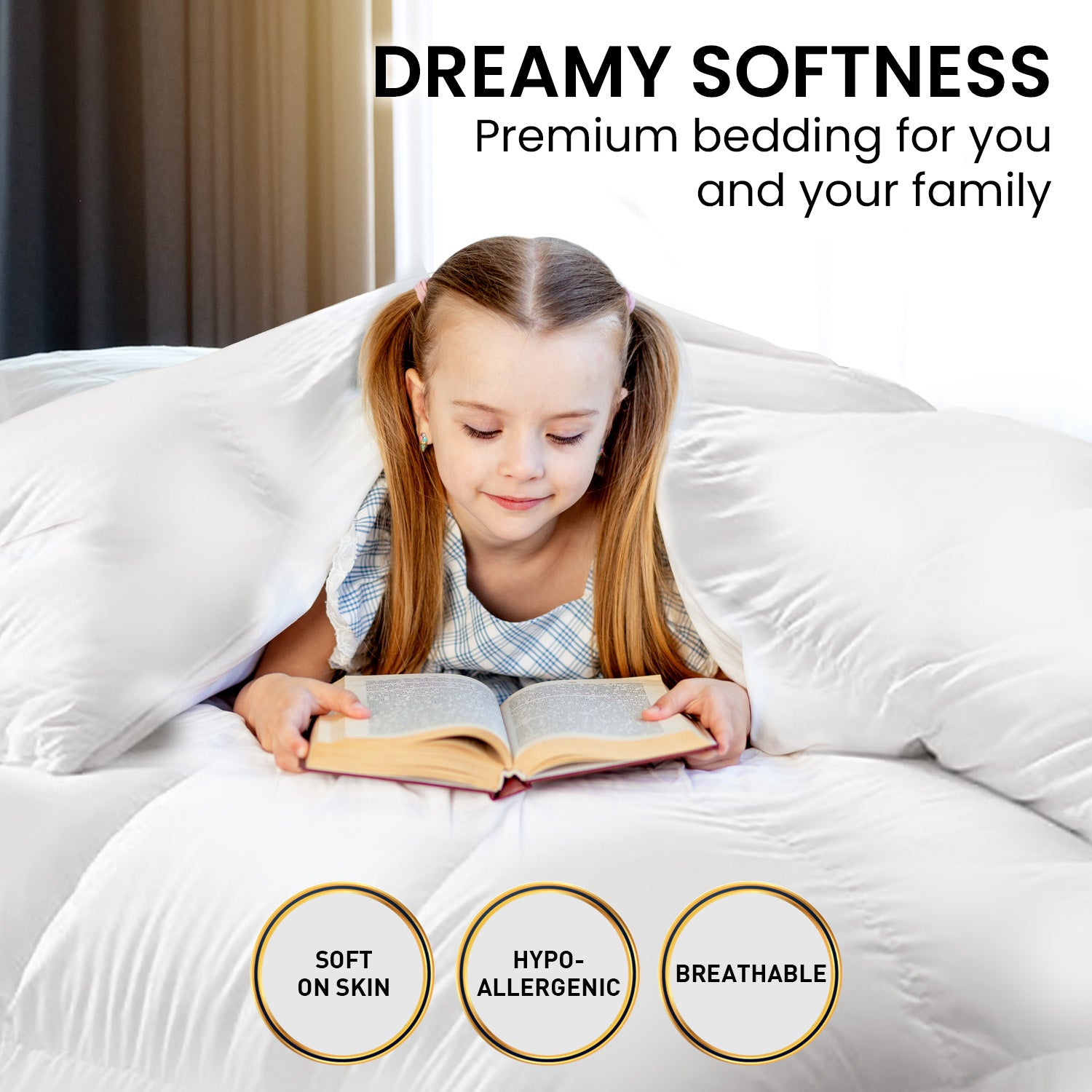 Laura Hill 500GSM Duck Down Feather Quilt 210x210cm - Hypoallergenic Comforter - SuperSaverAU - view 7
