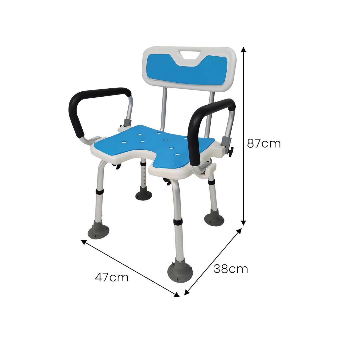 Orthonica Height Adjustable Shower Chair with Armrests - Safe & Secure