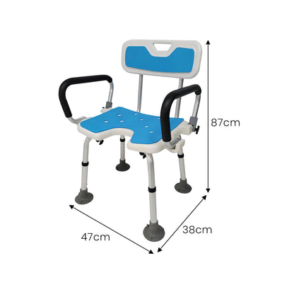 Orthonica Height Adjustable Shower Chair with Armrests - Safe & Secure