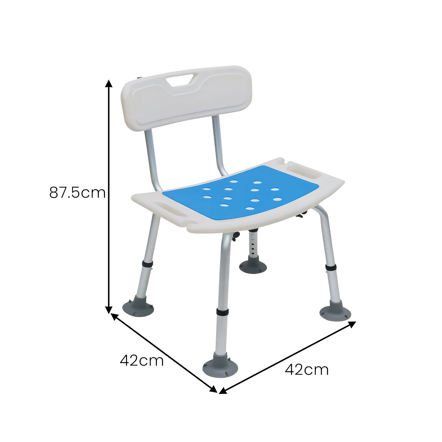 Orthonica Height Adjustable Aluminium Shower Chair - Safe & Comfortable - SuperSaverAU - view 2