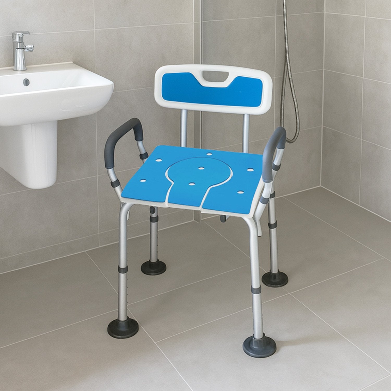 Orthonica Height-Adjustable Aluminium Commode Shower Chair - SuperSaverAU - view 7