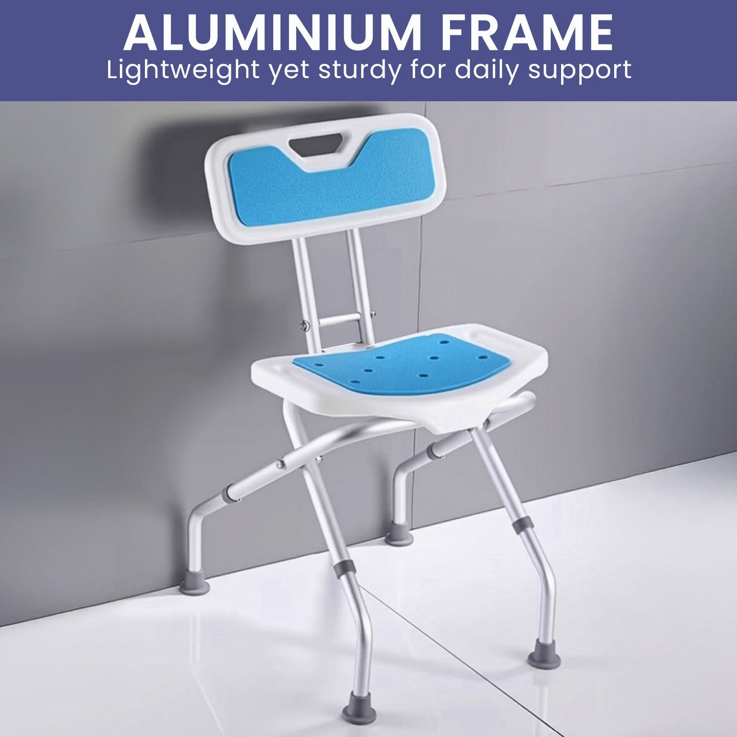 Orthonica Compact Foldable Commode Shower Chair - Adjustable Aluminium Frame