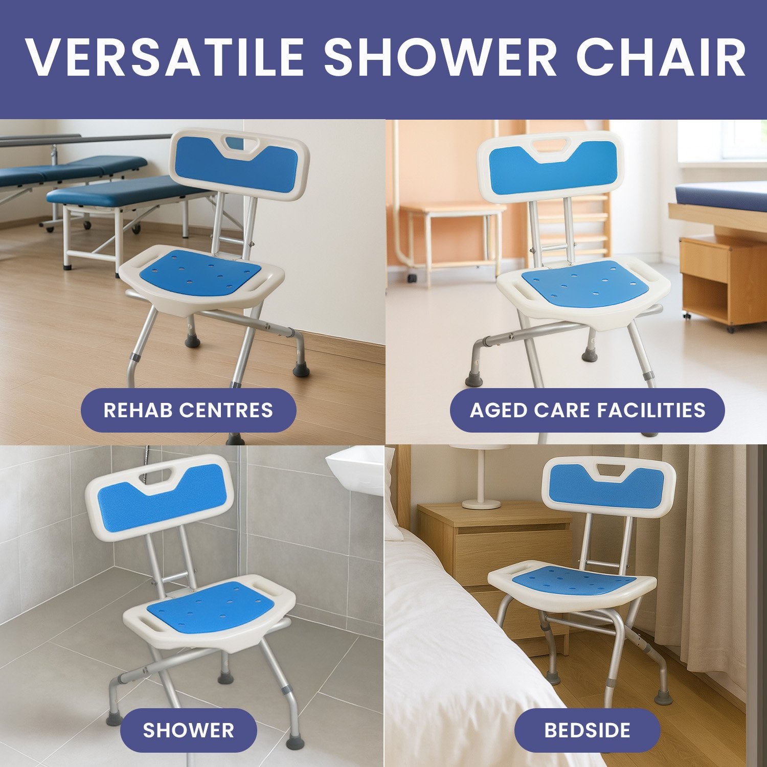 Orthonica Compact Foldable Commode Shower Chair - Adjustable Aluminium Frame - SuperSaverAU - view 10