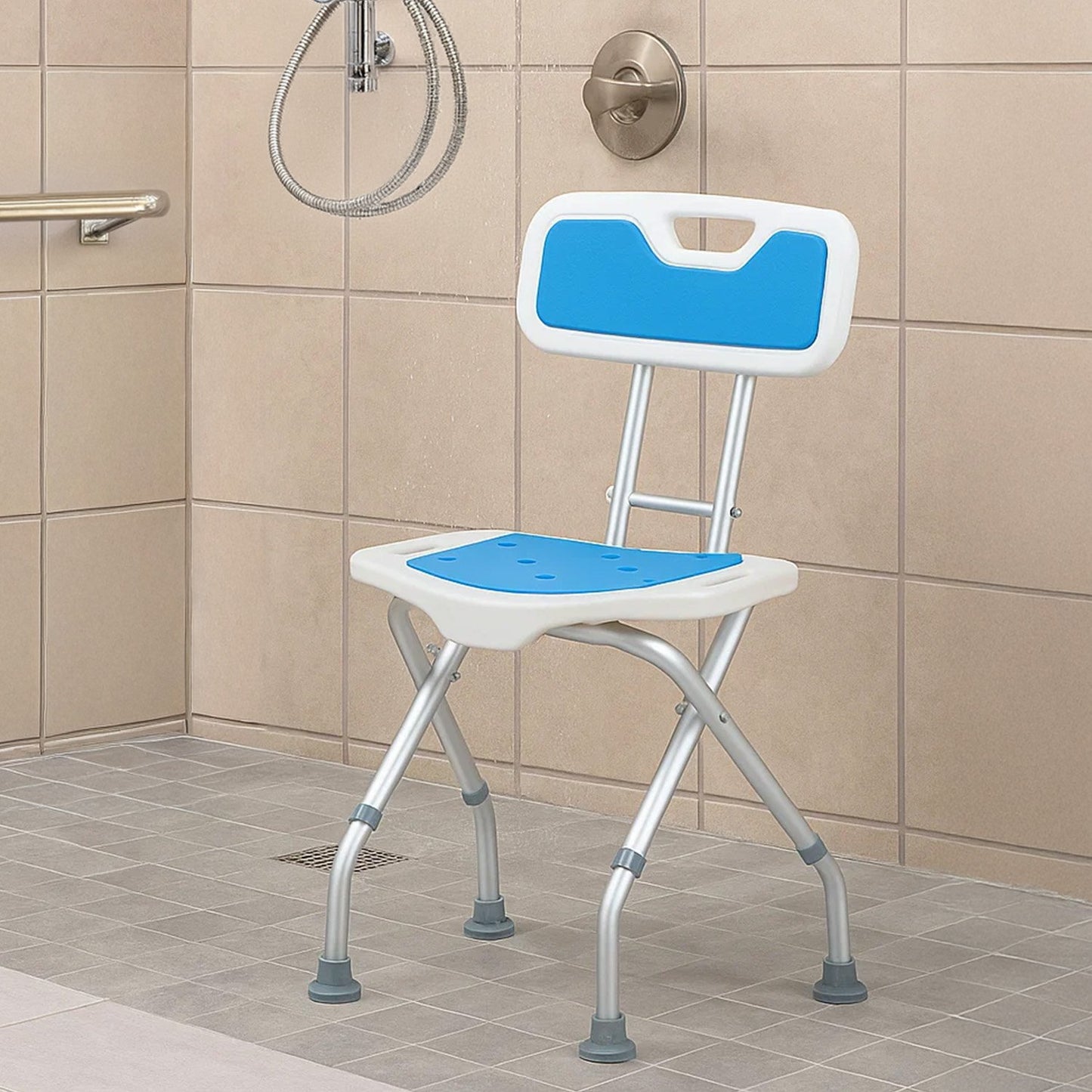 Orthonica Compact Foldable Commode Shower Chair - Adjustable Aluminium Frame