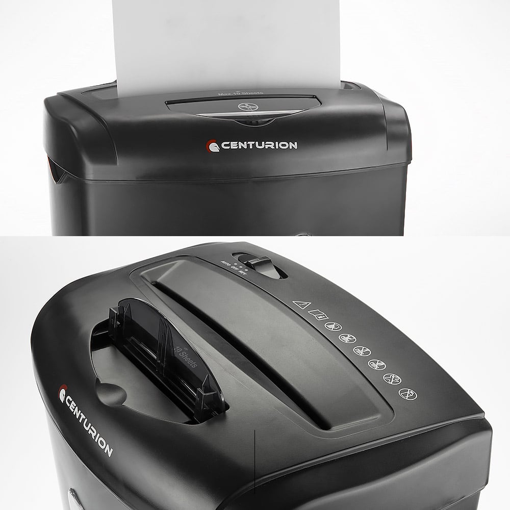 Centurion 21L Cross-Cut Shredder, 10-Sheet, Paper, CD & Credit Card Shredding