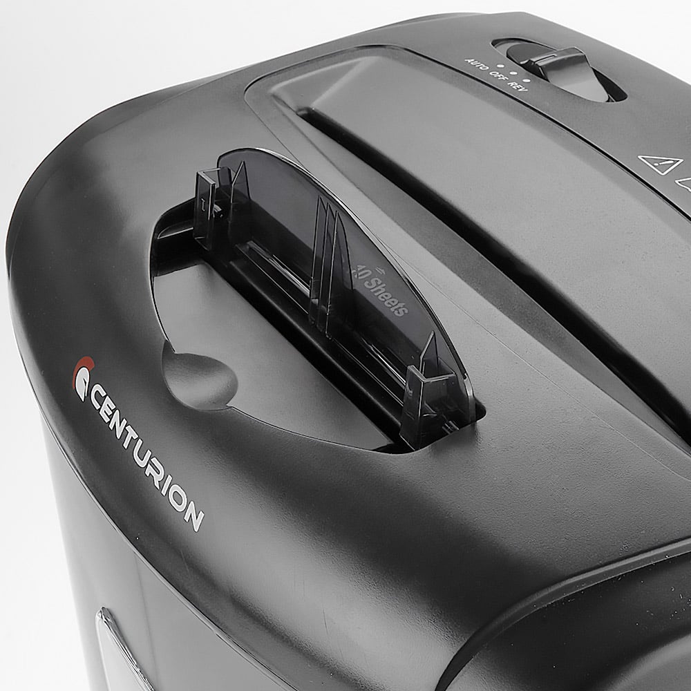 Centurion 21L Cross-Cut Shredder, 10-Sheet, Paper, CD & Credit Card Shredding