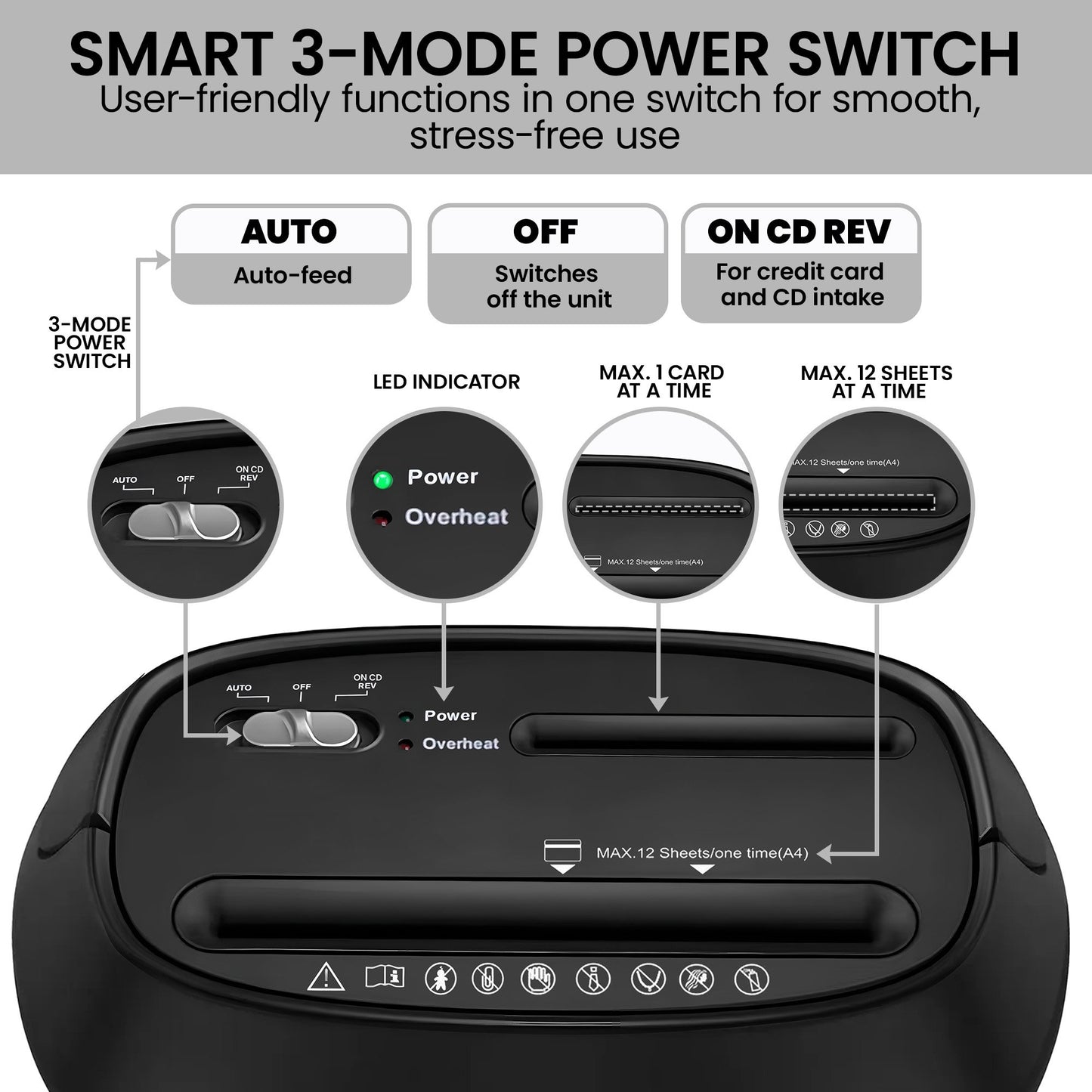 Centurion 12-Sheet Electric Cross-Cut Paper Shredder with 25L Bin - Home Office