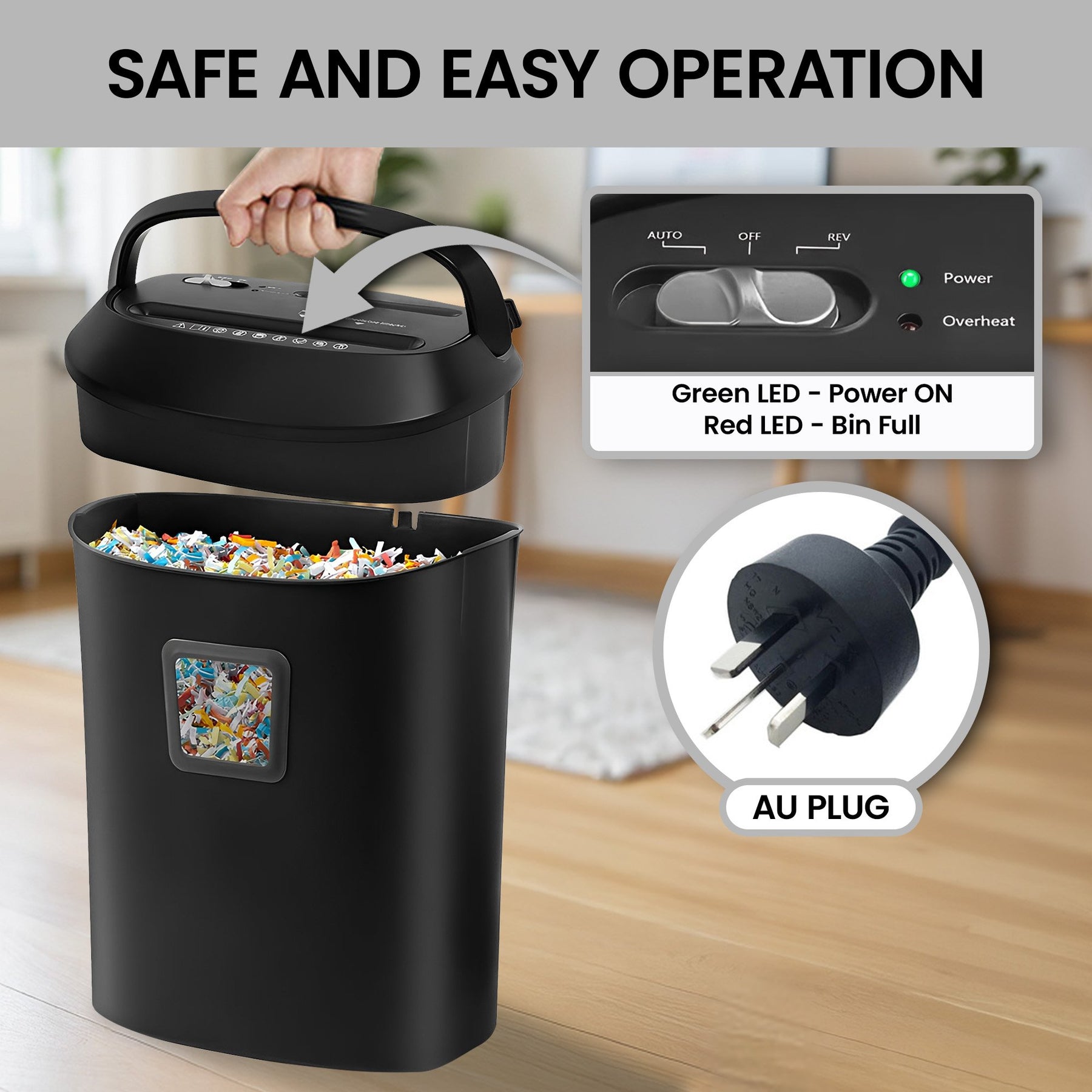 Centurion 12-Sheet Electric Cross-Cut Paper Shredder with 25L Bin - Home Office - SuperSaverAU - view 10