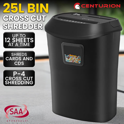 Centurion 12-Sheet Electric Cross-Cut Paper Shredder with 25L Bin - Home Office - SuperSaverAU - view 2
