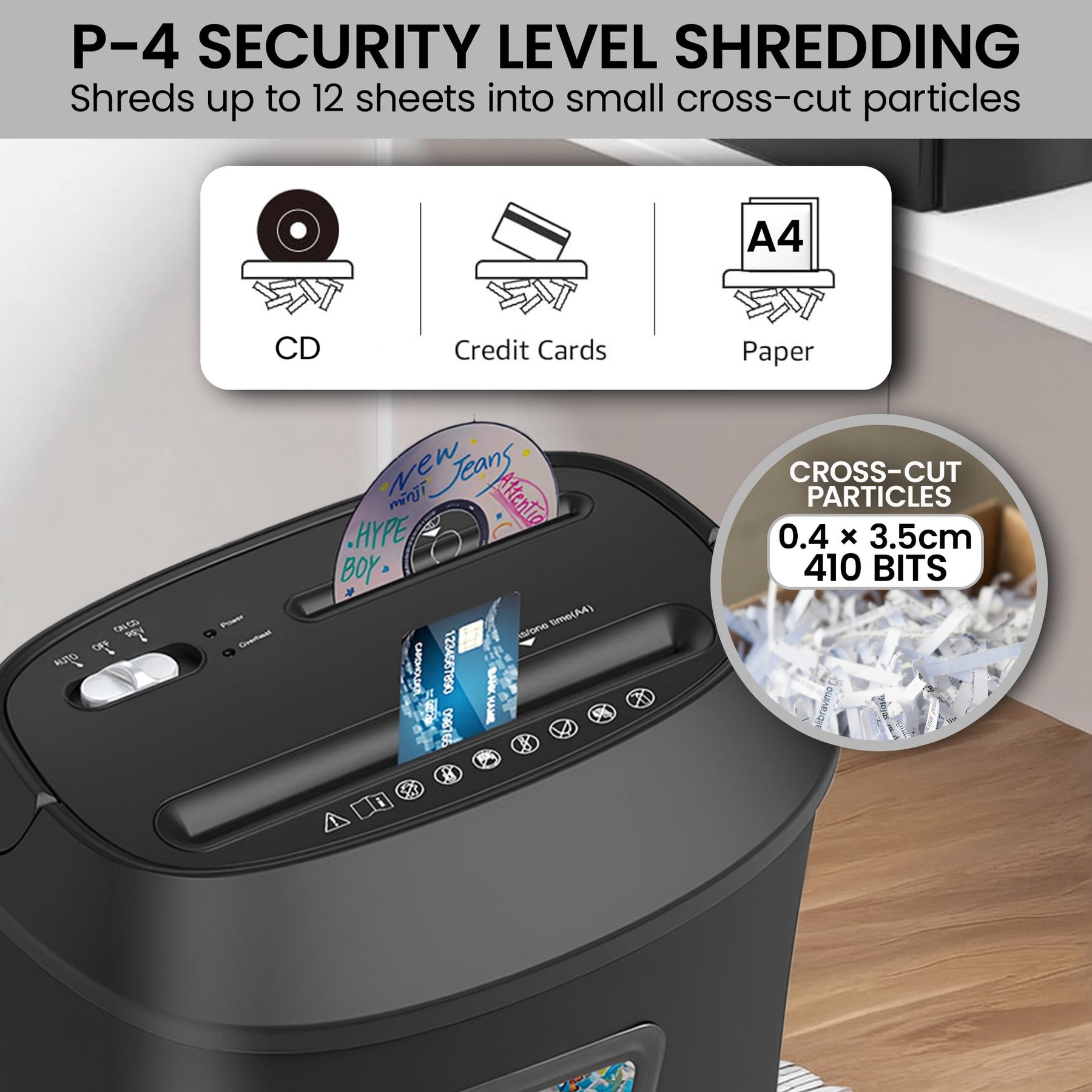 Centurion 12-Sheet Electric Cross-Cut Paper Shredder with 25L Bin - Home Office - SuperSaverAU - view 8