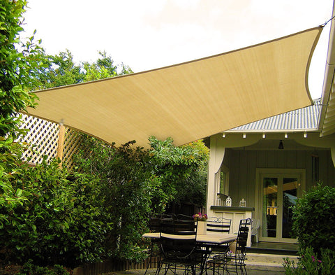 Wallaroo Shade Sail - Rectangular 4m x 5m - Desert Sand, UV Block, Easy Install - SuperSaverAU - view 1