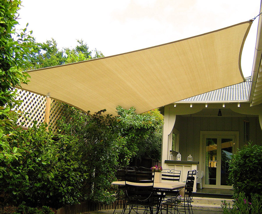 Wallaroo Shade Sail - Rectangular 4m x 5m - Desert Sand, UV Block, Easy Install - SuperSaverAU - view 1