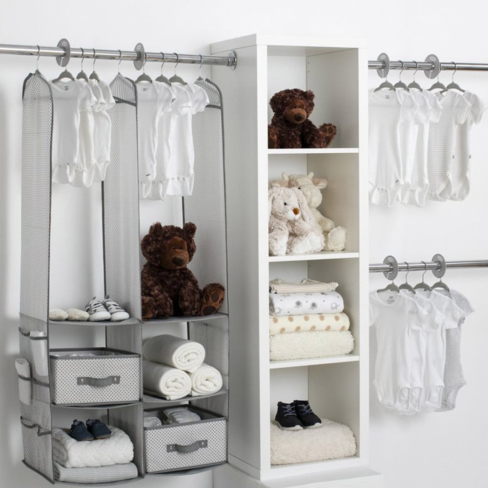 Delta Children 24-Piece Nursery Storage Set - Cool Grey, Includes Hangers & Organizer - SuperSaverAU - view 1