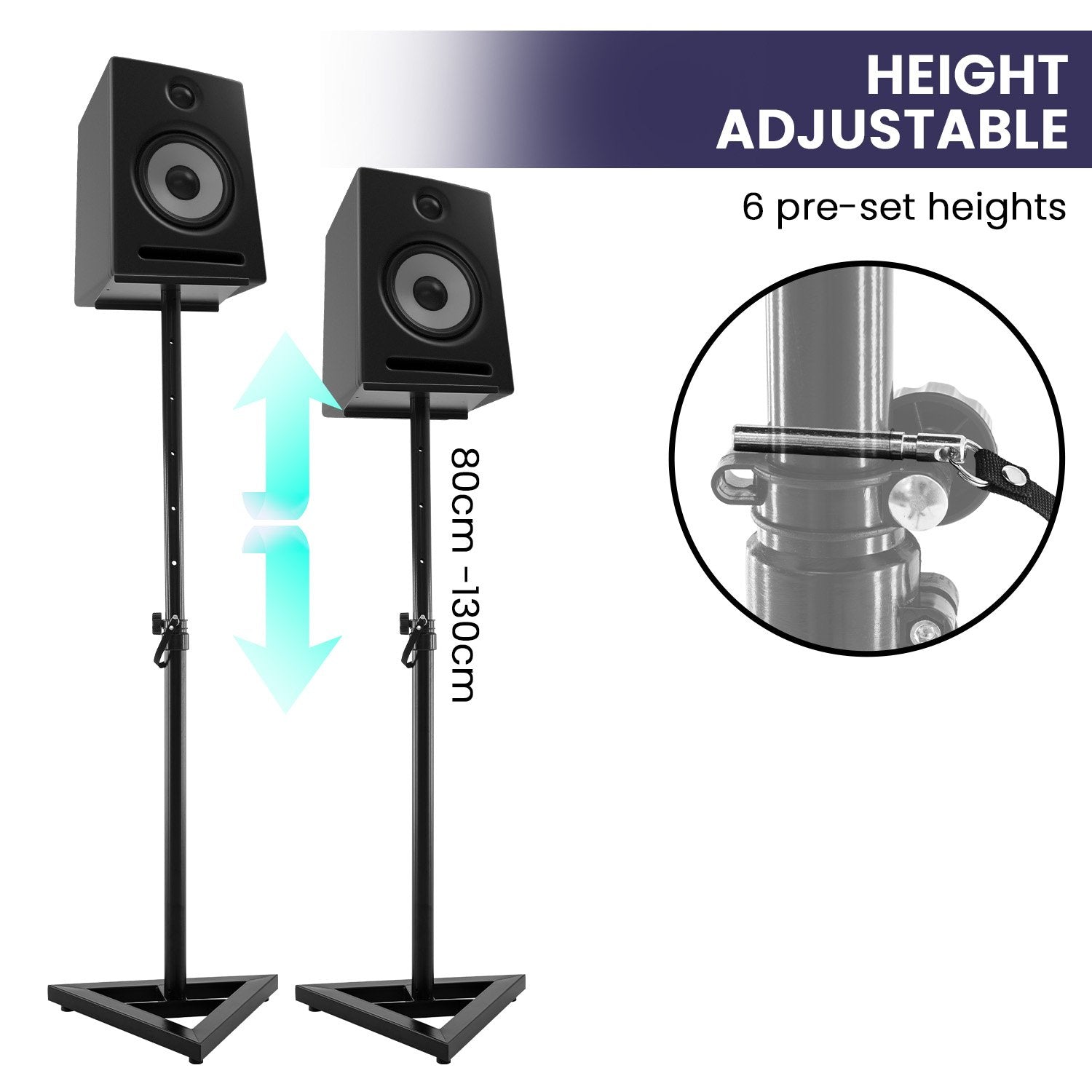 Karrera Adjustable Floor Speaker Stands - Black Pair