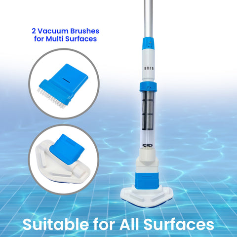 Aquajack Cordless Pool Vacuum Cleaner with 2 Heads, Rechargeable, 60 Min Use - SuperSaverAU - view 2