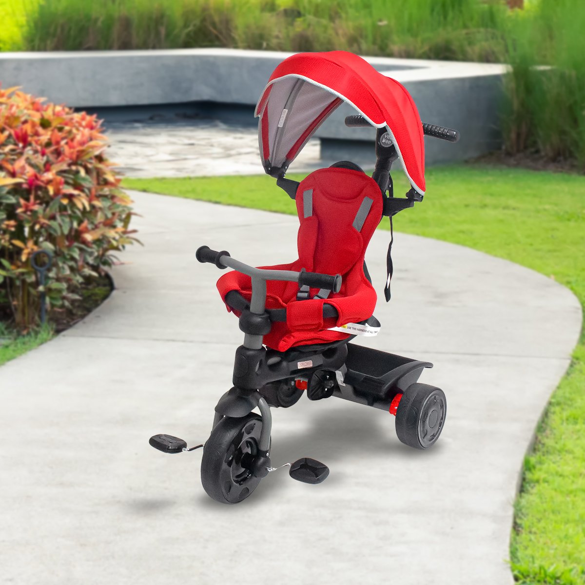 Veebee Explorer 3-Stage Kids Trike with Canopy, Safety Features, Red - SuperSaverAU - view 6